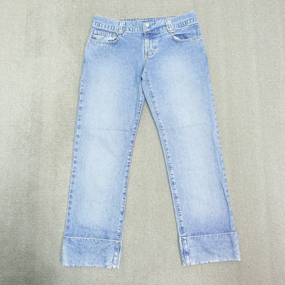 Ralph Lauren Polo Jeans Cropped Women Size 10 Blue Cuffed Mid-Rise Cotton